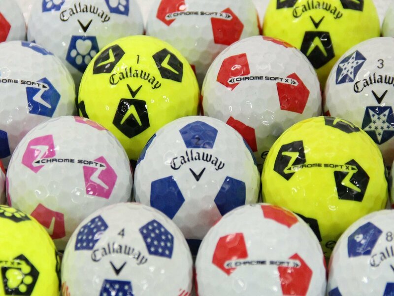 Aランク キャロウェイ Callaway Chrome Soft(x) サッカーボール柄混合 30個 球手箱 ロストボール