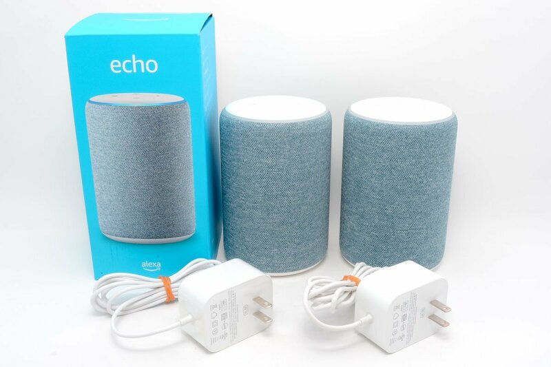 【美品/稀少色2台】Amazon Echo 第3世代 with Alexa アマゾン エコー スマートスピーカー トワイライトブルー ×2台セット #46864687