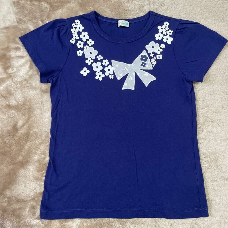 美品　ＫＰ　Tシャツ 130 紺　半袖　コットン ネイビー カットソー ニットプランナー