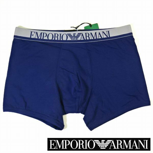 新品 EMPORIO ARMANI エンポリオアルマーニ ロゴ ボクサーパンツ 下着 ボクサーブリーフ M 紺 灰 メンズ 男性 紳士 正規品