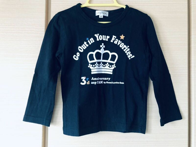 ☆any FAM トップス　長袖Tシャツ　カットソー 黒　ブラック　100☆