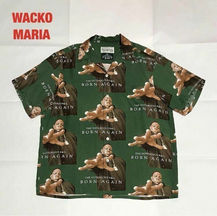 【希少】WACKO MARIA　ワコマリア　S/S HAWAIIAN SHIRT　アロハシャツ　総柄シャツ　レーヨン混　胸ポケット　大きめ柄　ノートリアスBIG