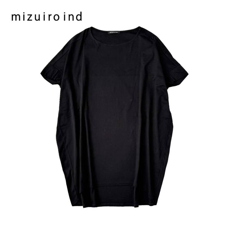 ND83ね＠ mizuiro ind Aランク 美品 チュニック カットソー 半袖 レディース ブラック 黒　 0.6