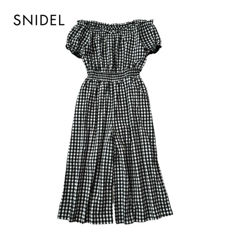 ND133ね＠ snidel Aランク 美品 オールインワン 半袖 ギンガムチェック レディース フリーサイズ　 0.4