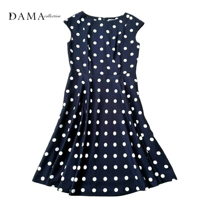 ND134ね＠ DAMA collection ワンピース ノースリーブ ドット 水玉 サイズ13AR/XL ネイビー　 0.5