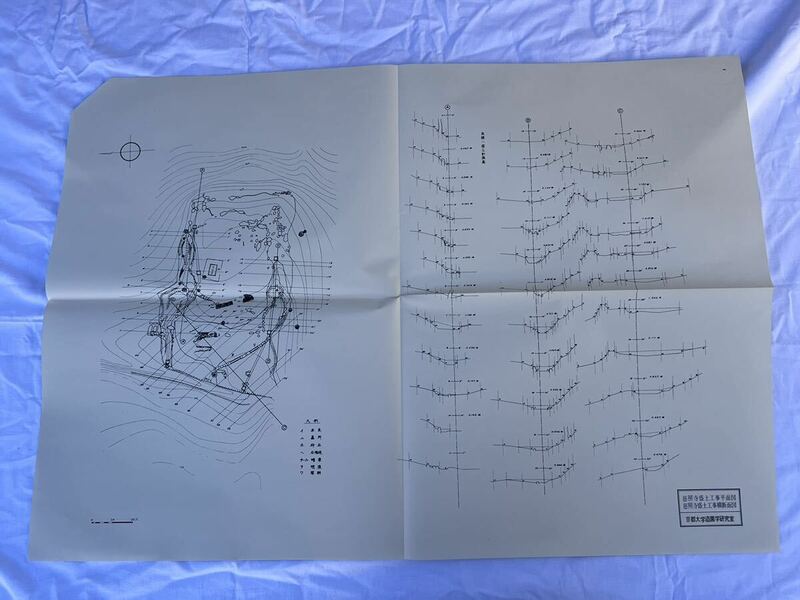 ◆日本有名庭園実測図◆ 8. 慈照寺盛土工事平面図・横断面図 ◆B-1310