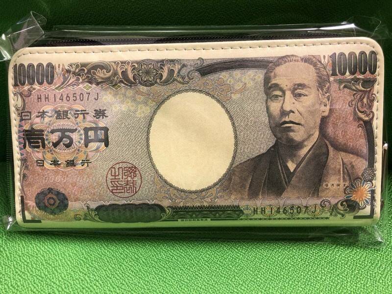 ★日本銀行券10,000円紙幣柄★お札柄(お金)横長財布・カード入れあり小銭入れ付き一万円札柄★