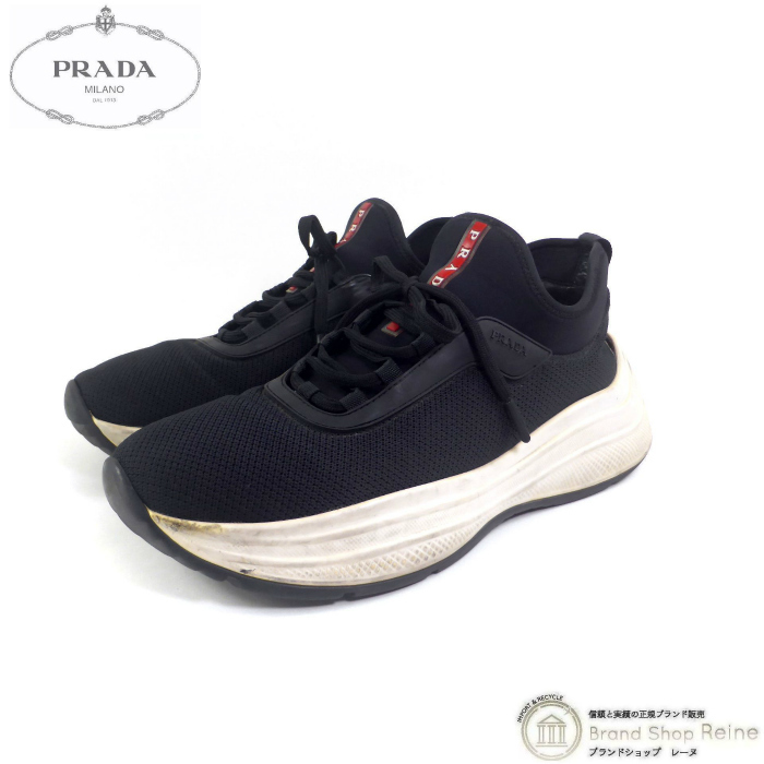 プラダ （PRADA） プラダスポーツ ネオプレン ファブリック スポーツライン スニーカー シューズ 4E3406 靴 #7 ブラック （中古）