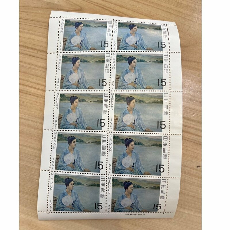 1967年　黒田清輝　湖畔　切手１５円シート