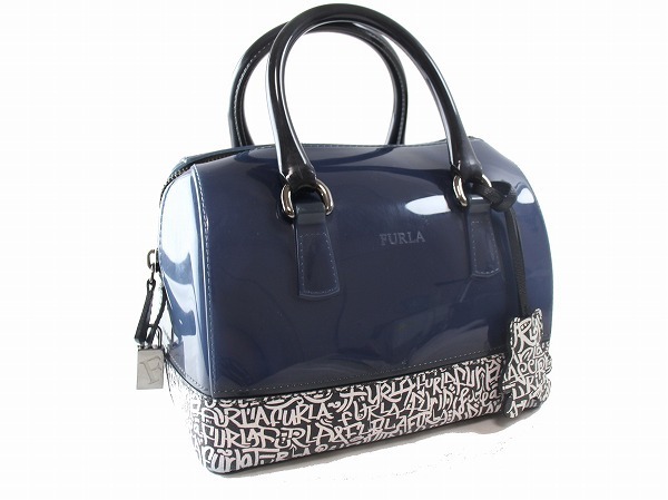 1円　美品　フルラ　FURLA　★　キャンディーバッグ　ハンドバッグ　★　ネイビー　ブラック　400