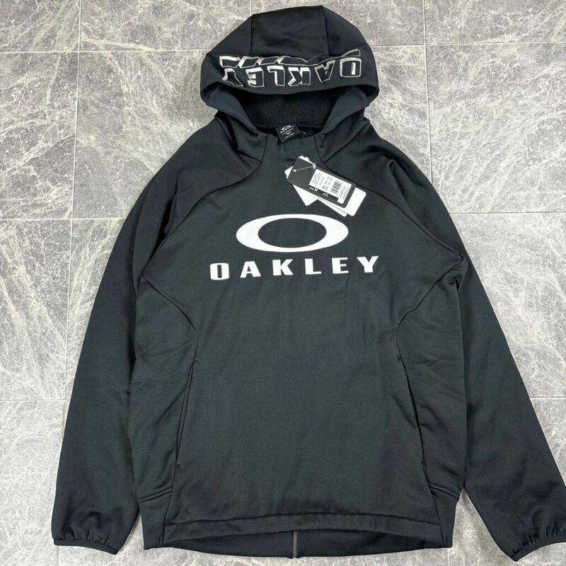 新品未使用品 現行 OAKLEY オークリー パーカー フーディー ロゴ ブラック タグ付き 伸縮性 大きいサイズ Lサイズ HYDROLIX 吸汗速乾性能