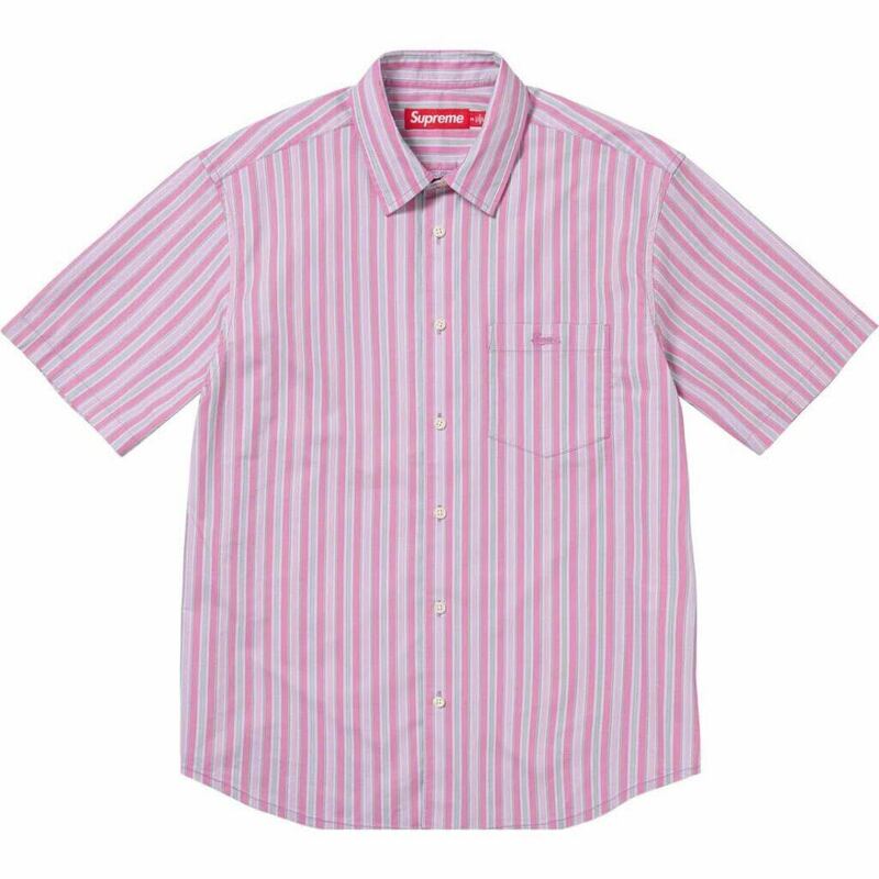送料無料 L ピンク Supreme Loose Fit Multi Stripe S/S Shirt Pink 24SS シュプリーム ルーズフィット ストライプシャツ 半袖シャツ 新品