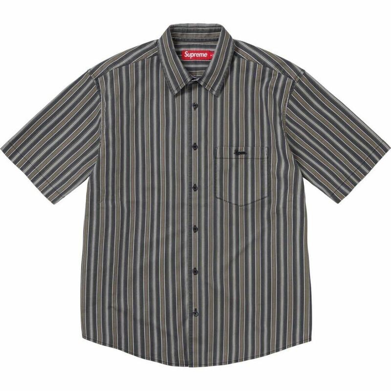 送料無料 M 黒 Supreme Loose Fit Multi Stripe S/S Shirt Black 24SS シュプリーム ルーズフィット ストライプシャツ 半蔵シャツ 新品