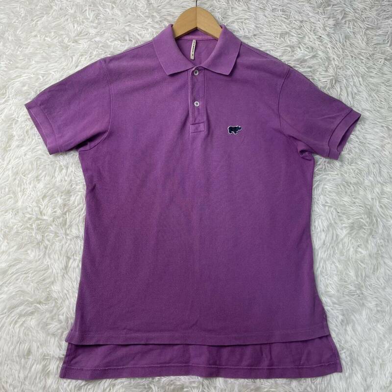 【F19】SCYE BASICS サイベーシック ポロシャツ 半袖 鹿の子 刺繍 ロゴ パープル 紫 サイズ36 メンズ