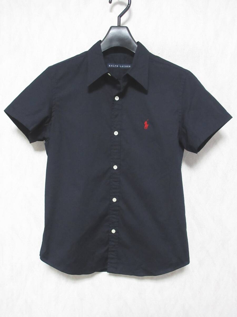 RALPH LAUREN ラルフローレン ポニー 半袖 シャツ レディース 9 ネイビー irmri yg5925