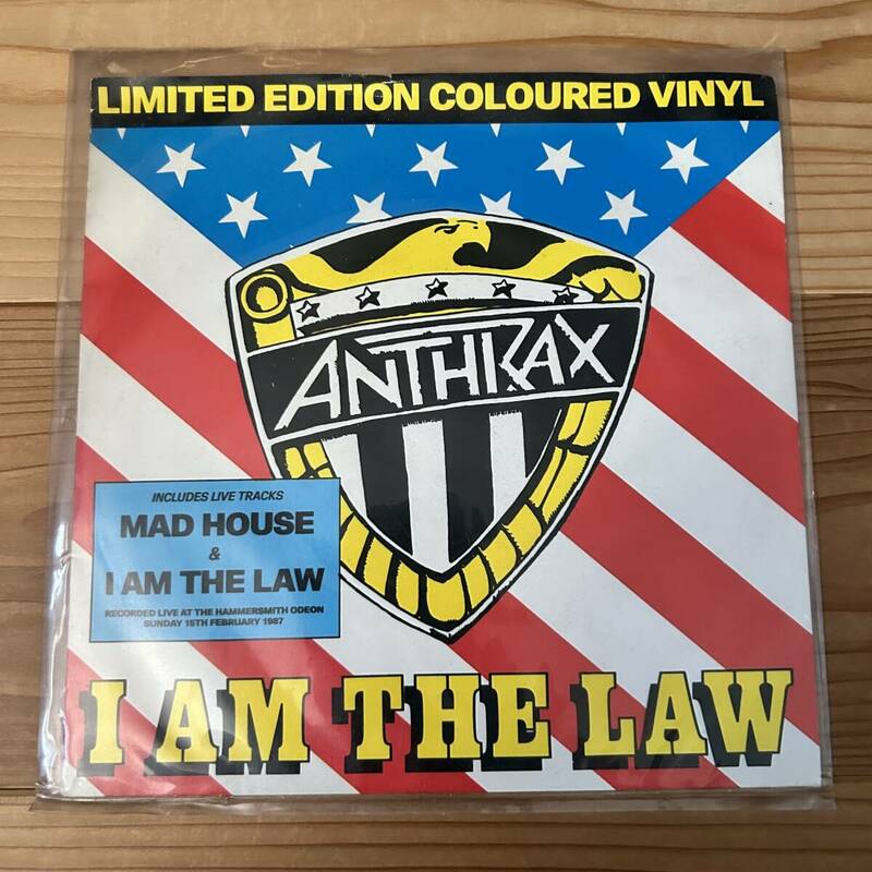 [レア盤] ANTHRAX/I AM THE LAW/1987年/ISX 316/UK盤/アンスラックス/アイ・アム・ザ・ロウ/7インチ/シングルレコード/限定クリアーレッド