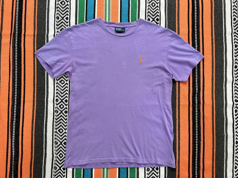 送料無料 ポロ ラルフローレン Tシャツ 半袖 メンズ Sサイズ パープル 紫色 綿 コットン カットソー 定番 Polo Ralph Lauren RRL