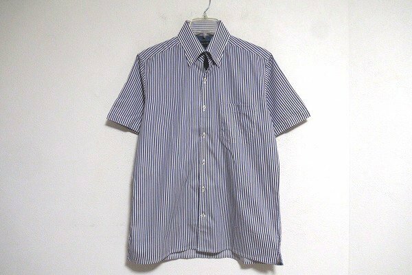 N7124:gotairiku(五大陸)ボタンダウン半袖シャツ/白×紫×紺×水色ストライプ柄（16/41）:35