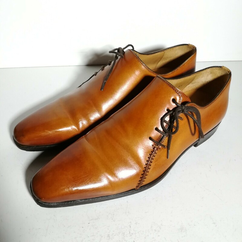 c0081 ★マグナーニ Magnanni★ 15142 サイドレース プレーントゥ 39 25.0cm程度 茶 ドレスシューズ ビジネス 高級革靴 紳士靴 本革