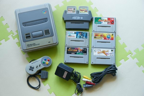 任天堂　ニンテンドウ　スーパーファミコン　スーファミターボ＋ソフト５個　セット#３　　★中古メンテナンス動作品★