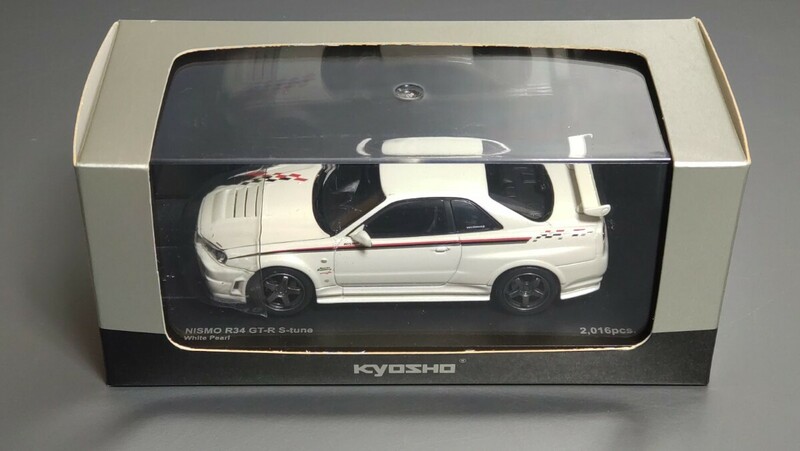 絶版希少 京商 1/43 日産 スカイライン ニスモ R34 GT-R Sチューン ホワイトパール NISMO S-tune ミニカー