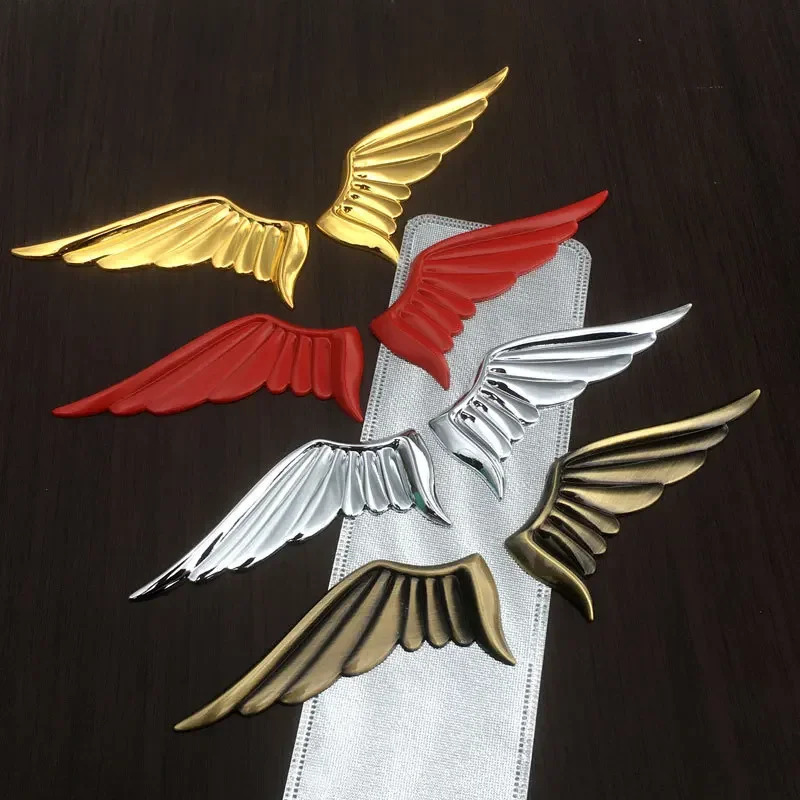 3Dメタル天使の羽ステッカー2P 全5色 3D メタル 天使の羽 ステッカー エンブレム バッジ デカール ブラック レッド シルバー