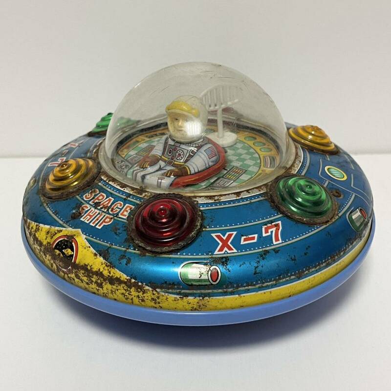 増田屋 マスダヤ ブリキ製 X-7 円盤 SPACE SHIP 宇宙船 当時物 昭和レトロ 1970年代 UFO 玩具 おもちゃ SW244