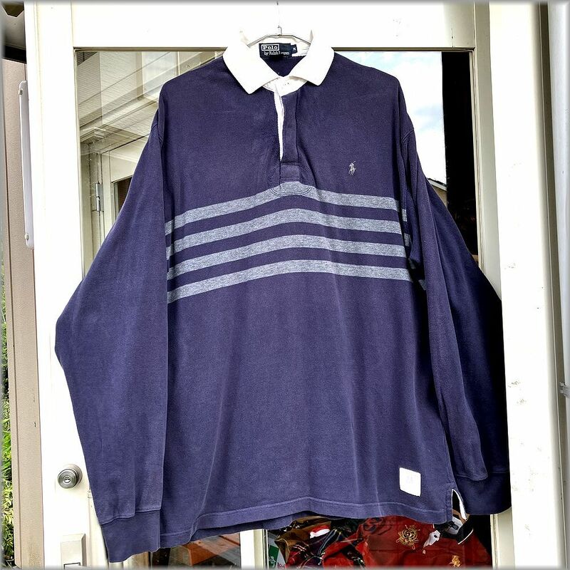 ★ポロ ラルフローレン　90s 00s　長袖　ラガーシャツ ラグビーシャツ　size M　ビッグシルエット★検 アメリカ 古着 ボーダー