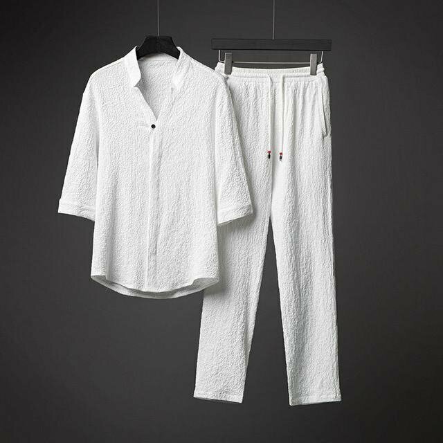 LRM1973★夏 Tシャツ ロングパンツ パンツ メンズ ルームウェア 部屋着 涼しいセットアップ 上下セット 
