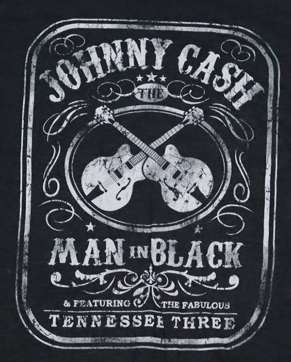 ST68ロックTシャツUNKNOWNアメリカ古着ジョニー キャッシュJOHNNY CASHグレー系TシャツROCKロカビリーLミュージシャンTシャツ/ナッシュビル