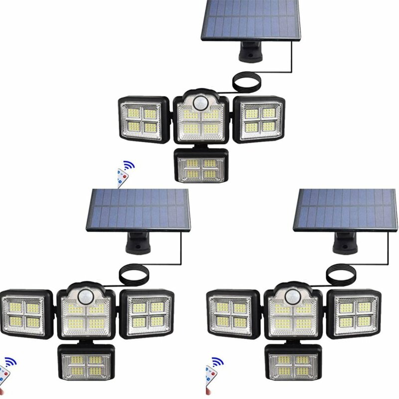 ３台セット センサーライト ４面灯式 LED ソーラーライト 防水 防犯ライト 自動点灯センサー 屋外照明 セキュリティライト　投光 駐車