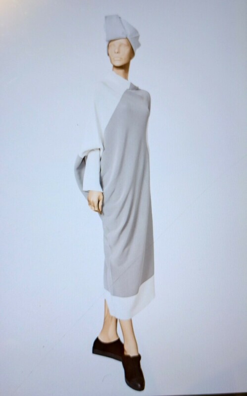 2020aw ワンピース　グレー白　イッセイミヤケ　ISSEY MIYAKE　132 5.