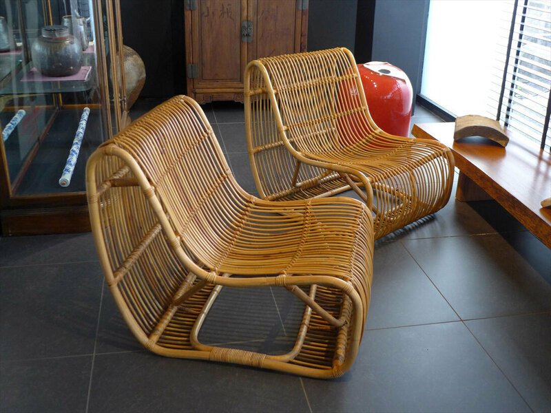 アンティーク　籐椅子　ラタンチェア　椅子　２客　ビンテージ