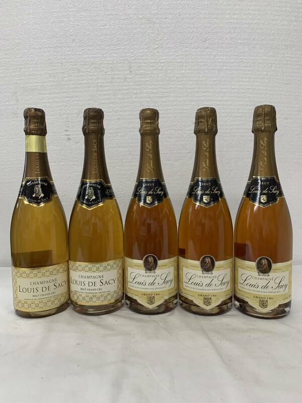 訳アリ！【古酒　シャンパン5本】LOUIS DE SACY ルイドサシー　ブリュットグランクリュ750ml 14% 旧モデル　澱有り　5本セット