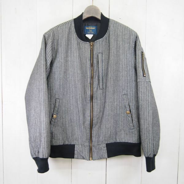 ウールリッチ WOOLRICH ヒッコリーストライプ フルジップ中綿リブブルゾン*中綿ワークジャケット(Ｌ)