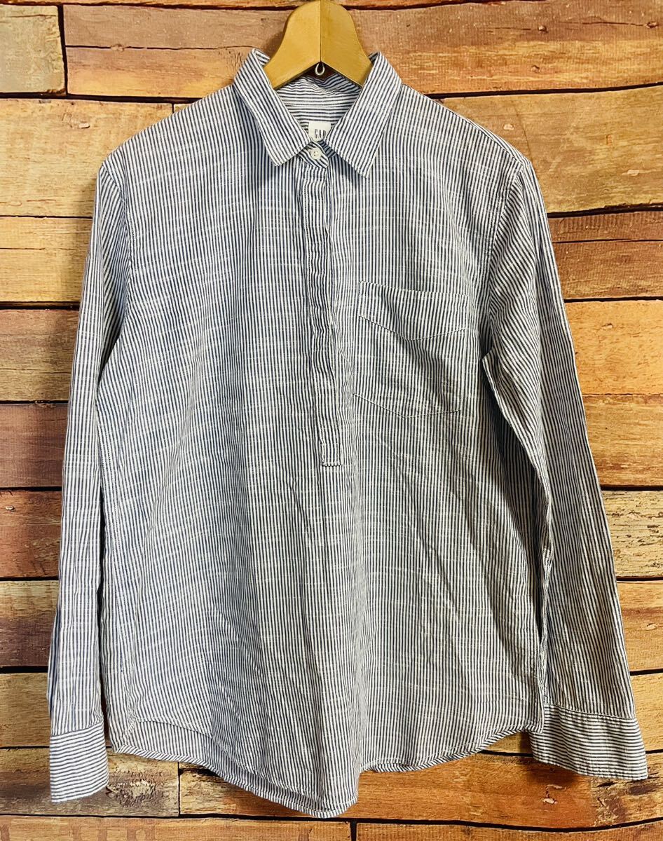 【中古】GAP ギャップ メンズ プルオーバー 長袖 パジャマシャツ ストライプ 古着 Sサイズ サマー 春夏用 シーズン アメカジ DM0625M