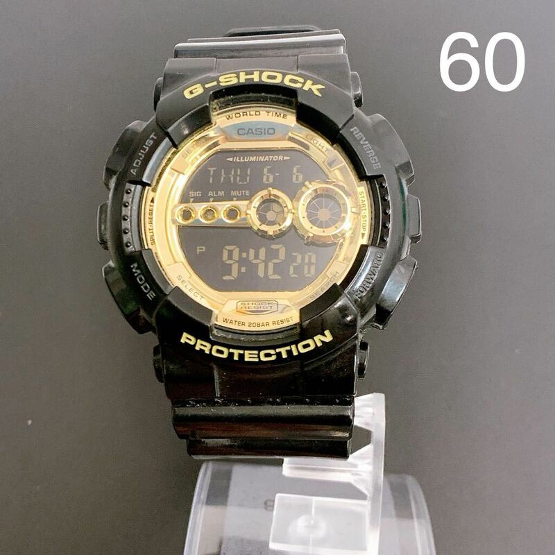 6SB008 【稼動品】CASIO G-SHOCK カシオGショック 3263 腕時計ブラックゴールド中古現状品