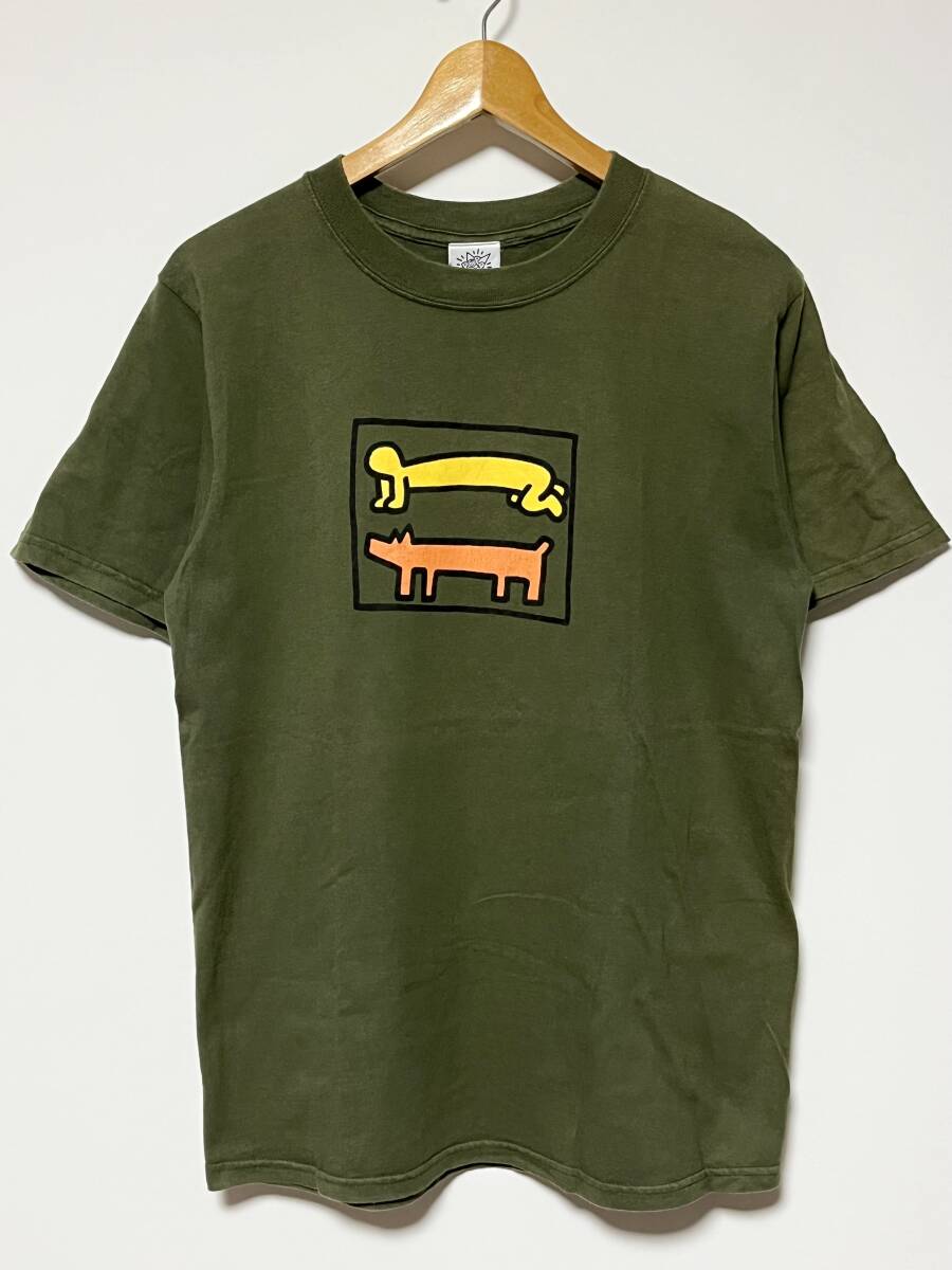 美品/90's★Keith Haring/キースヘリング POP SHOP USA製 Tシャツ オリーブ M ビンテージ