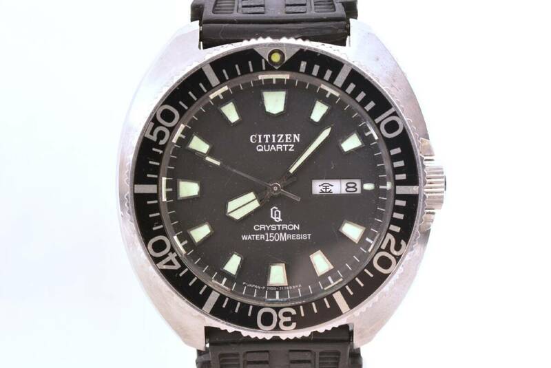  【ジャンク】 CITIZEN シチズン　CRYSTRON 150M　ダイバーウォッチ / 4-732316 / クォーツ　腕時計