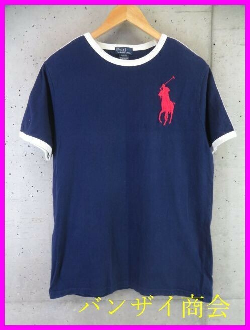 【送料300円可】7160s6◆キッズサイズ◆Ralph Lauren ラルフローレン ビッグポニー リンガーネック 半袖Tシャツ XL(18-20)◆ポロシャツ