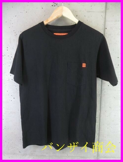 【送料300円可】9160s3◆美品です◆UNIVERSAL OVERALL ユニバーサルオーバーオール 胸ポケット 半袖Tシャツ S/カットソー/ジャケット/黒