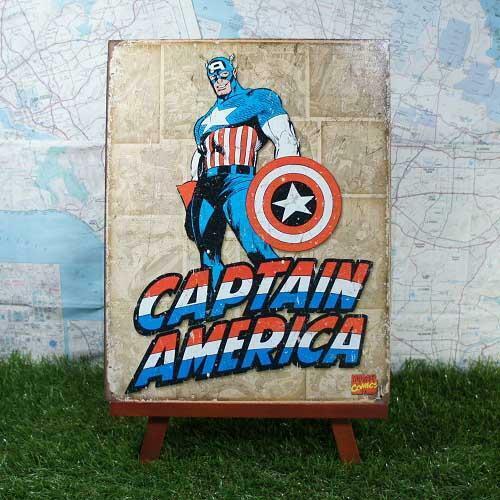 新品★インテリア雑貨★【ブリキ看板】Captain America／キャプテン・アメリカ　アメリカンコミック