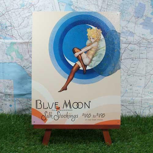 新品★インテリア雑貨★【ブリキ看板】Blue Moon／ブルームーン　Silk Stockings