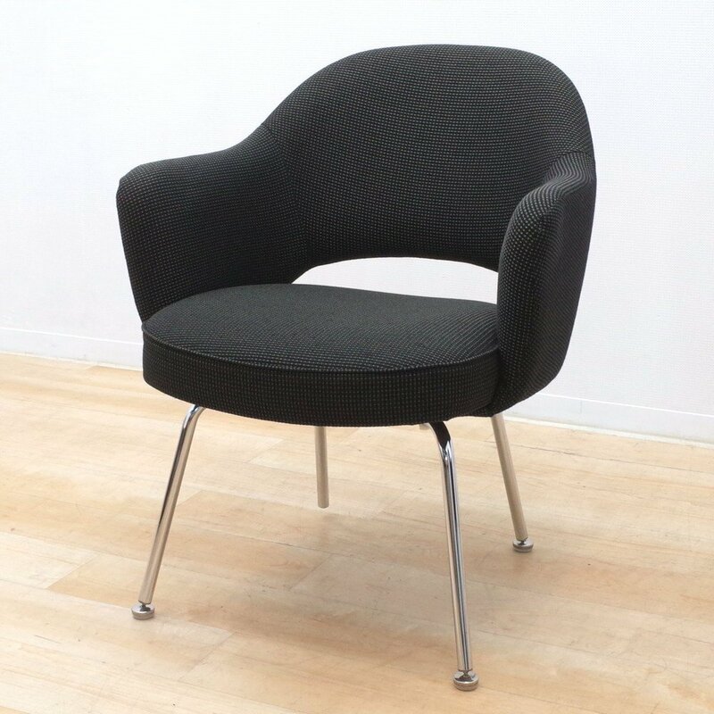 訳アリ Knoll ノル 71アームチェア エーロ・サーリネン カンファレンスチェア ブラック ミッドセンチュリー KK14072-1 中古オフィス家具