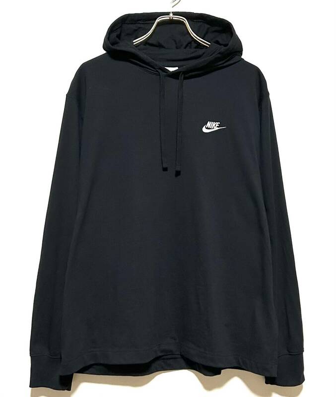 【美品】NIKE NSW クラブ プルオーバー フーディー（XL）黒 ナイキ パーカー 薄手 Tシャツ ロンT