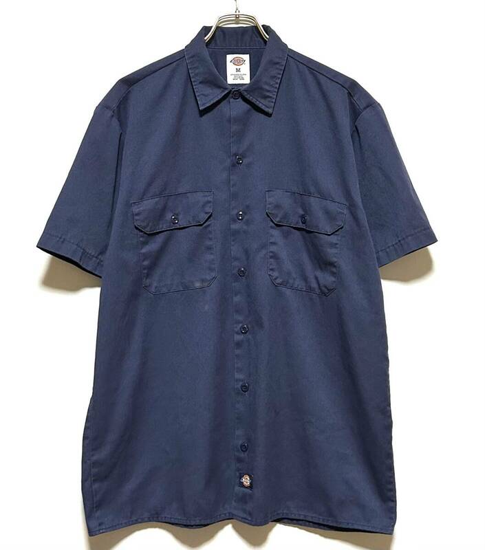 Dickies SHORT SLEEVE WORK SHIRT（M）ネイビー ディッキーズ ワーク オープン シャツ 半袖