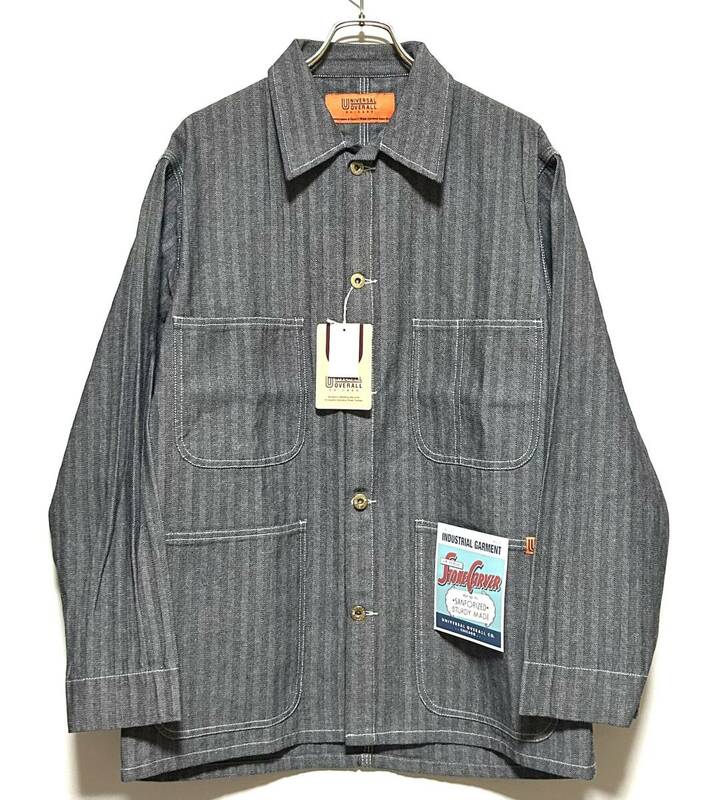 【新品】UNIVERSAL OVERALL COVERALL（M）グレー ユニバーサルオーバーオール ヘリンボーン カバーオール ワーク ジャケット