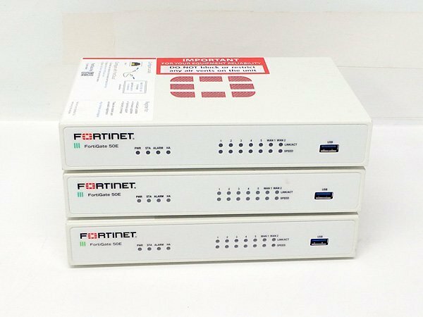 ＃ACアダプタ欠品 3台セット Fortinet/フォーティネット Fortigate-50E FG-50E ファイアウォール 初期化済み