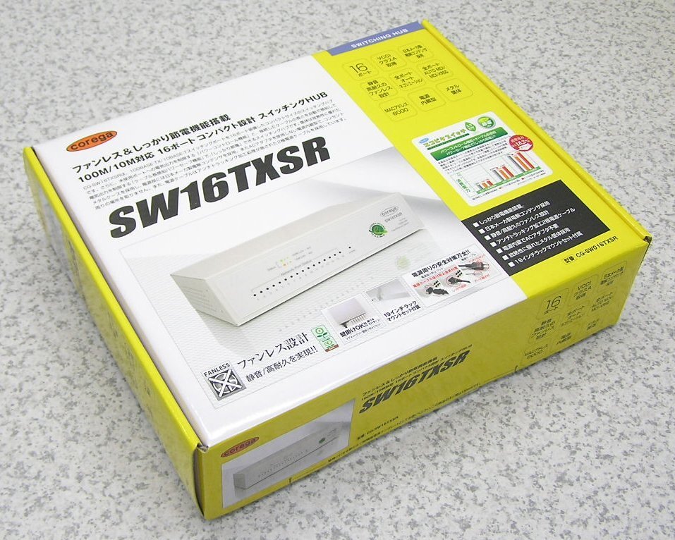 ■5台入荷 COREGA/コレガ CG-SW016TXSR 100M/10M 16ポートスイッチングHUB 電源内蔵型 【新品未開封品】
