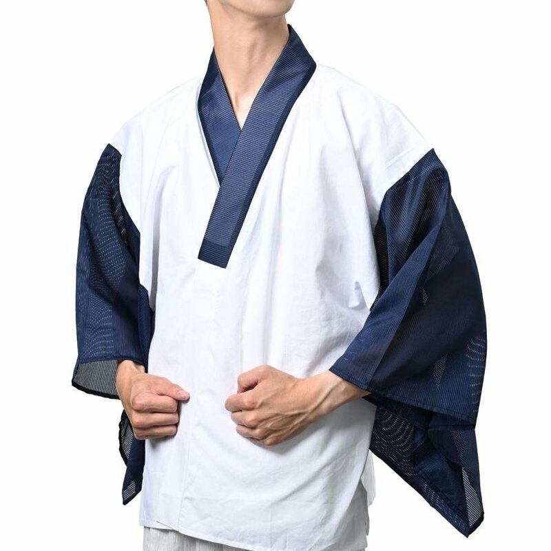 まゆの四季/新品/訳有り/きもの下/肌着/和装下着/絽/夏用/男性用半襦袢-LL